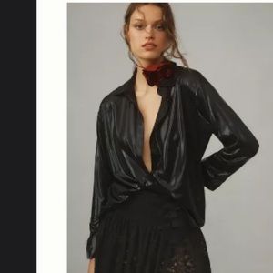 NWT- Anthropologie THE GILLIAN LIQUID SHINE BUTTONDOWN SHIRT